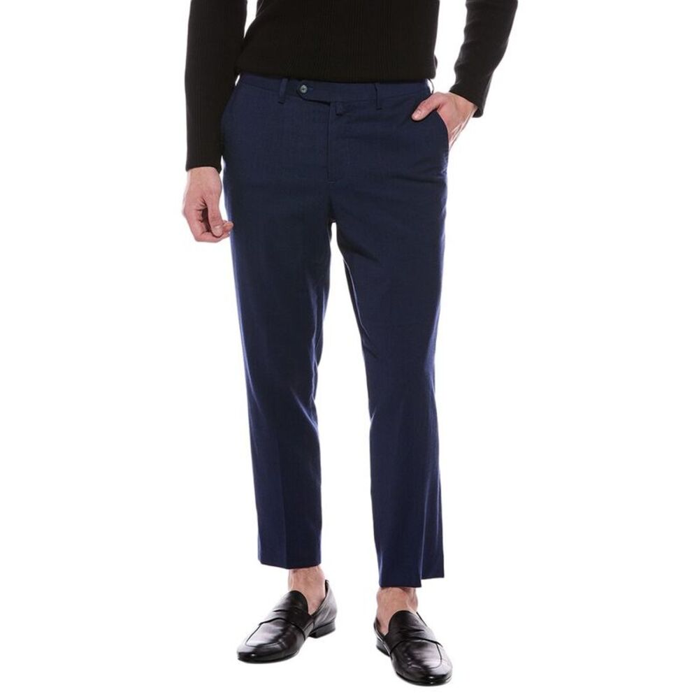 Isaia Mens  Wool Trouser, Blue
